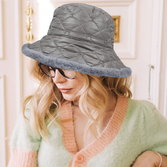 HATEGORY Faux Fur Quilted Bucket Hat