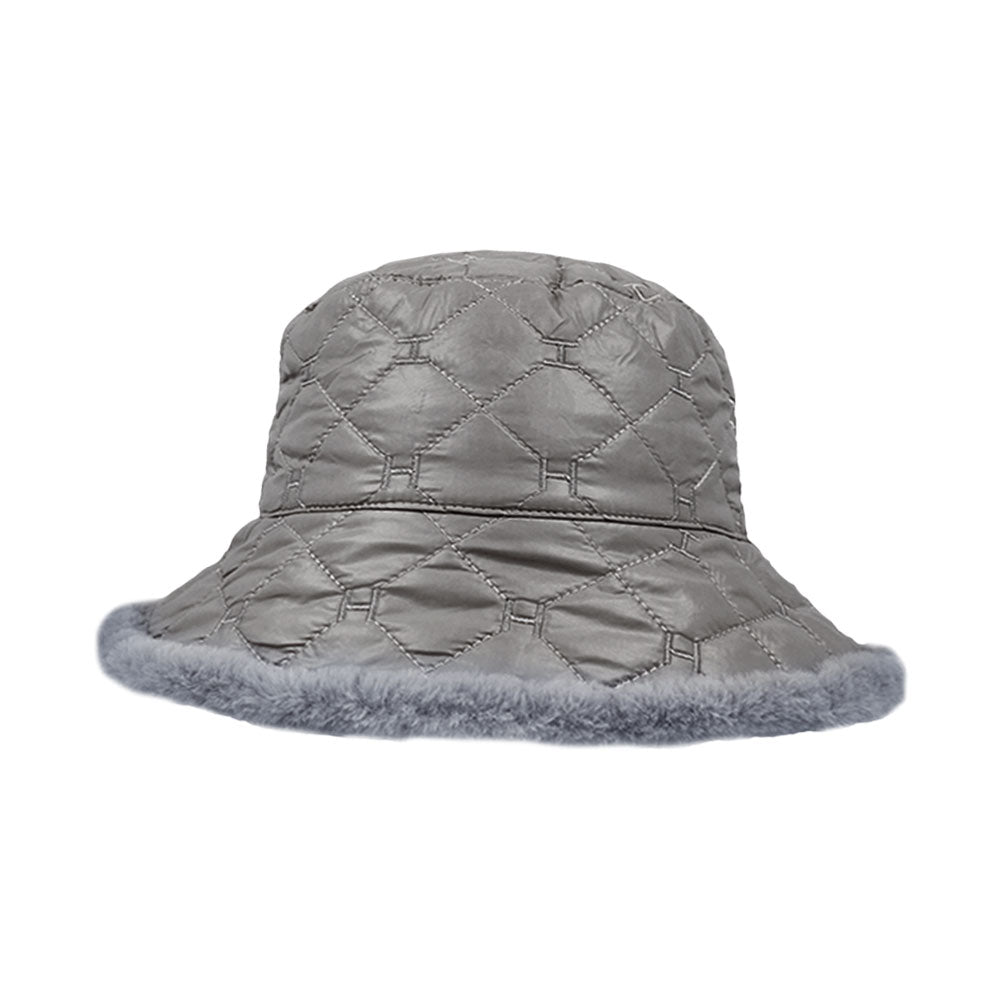 HATEGORY Faux Fur Quilted Bucket Hat