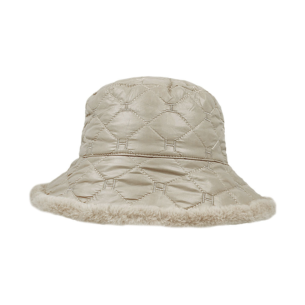 HATEGORY Faux Fur Quilted Bucket Hat