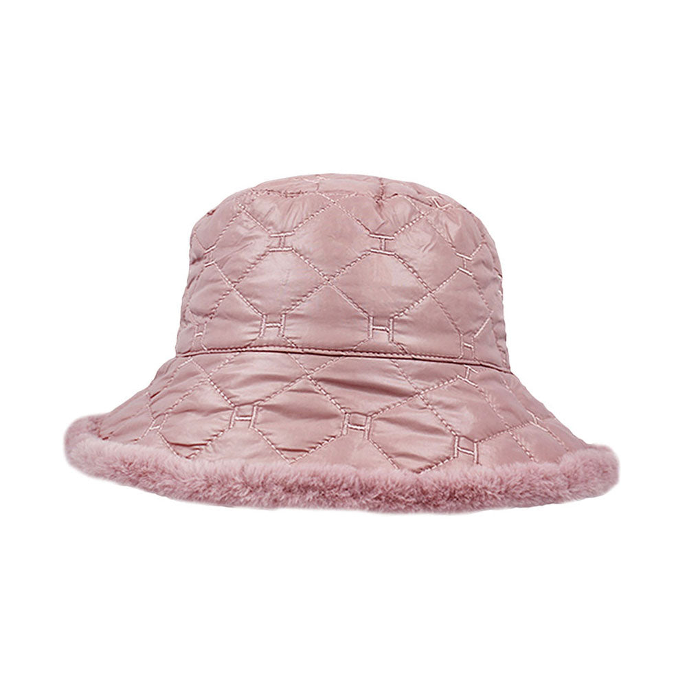 HATEGORY Faux Fur Quilted Bucket Hat