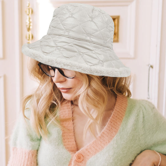 HATEGORY Faux Fur Quilted Bucket Hat