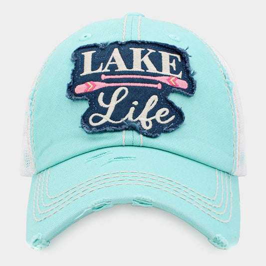 HATEGORY LAKE Life Message Mesh Back Vintage Baseball Cap