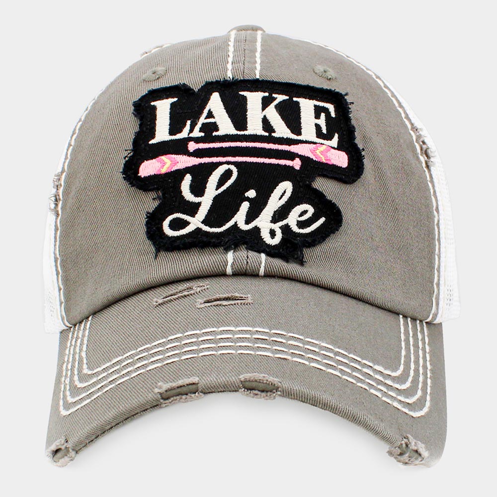 HATEGORY LAKE Life Message Mesh Back Vintage Baseball Cap