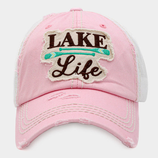 HATEGORY LAKE Life Message Mesh Back Vintage Baseball Cap