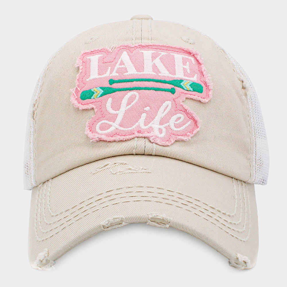 HATEGORY LAKE Life Message Mesh Back Vintage Baseball Cap