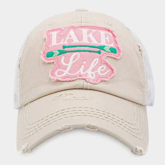 HATEGORY LAKE Life Message Mesh Back Vintage Baseball Cap