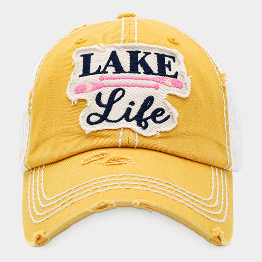 HATEGORY LAKE Life Message Mesh Back Vintage Baseball Cap