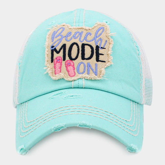HATEGORY Beach MODE ON Message Mesh Back Vintage Baseball Cap