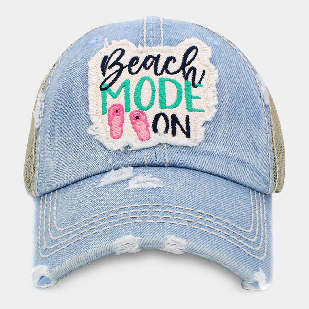 HATEGORY Beach MODE ON Message Mesh Back Vintage Baseball Cap