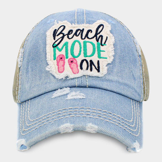 HATEGORY Beach MODE ON Message Mesh Back Vintage Baseball Cap