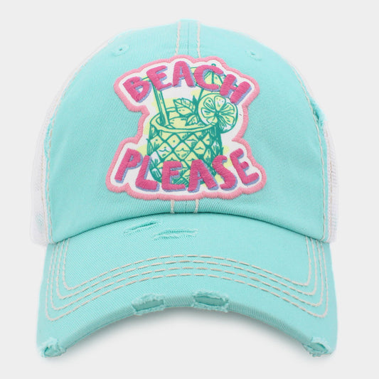 HATEGORY BEACH PLEASE Message Mesh Back Vintage Baseball Cap