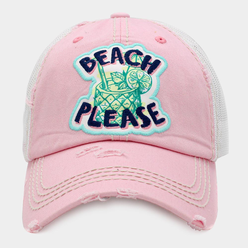 HATEGORY BEACH PLEASE Message Mesh Back Vintage Baseball Cap