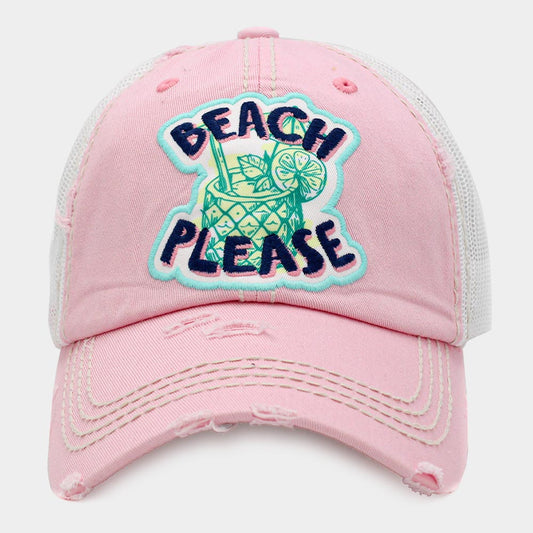 HATEGORY BEACH PLEASE Message Mesh Back Vintage Baseball Cap