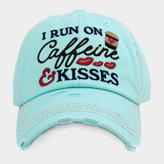 HATEGORY I RUN ON CAFFEINE AND KISSES Vintage Baseball Cap
