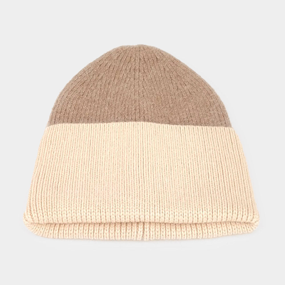 HATEGORY Two Tone Cuff Beanie Hat