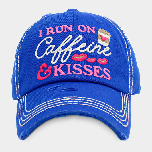 HATEGORY I RUN ON CAFFEINE AND KISSES Vintage Baseball Cap