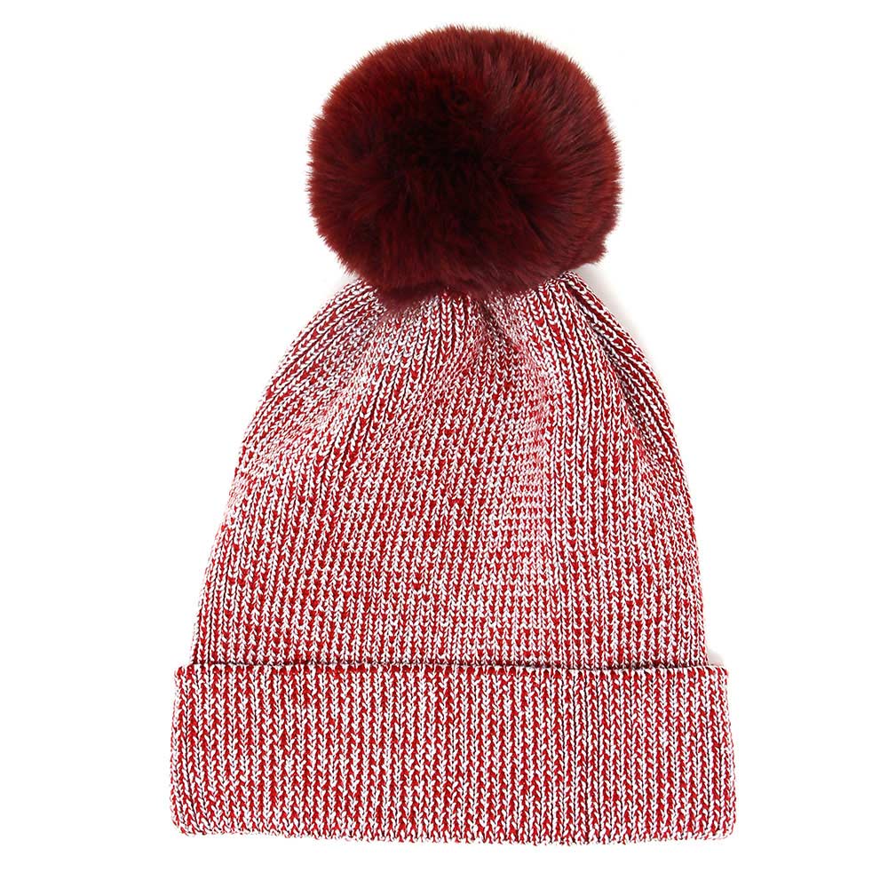 HATEGORY Metallic Thread Pom Pom Beanie Hat