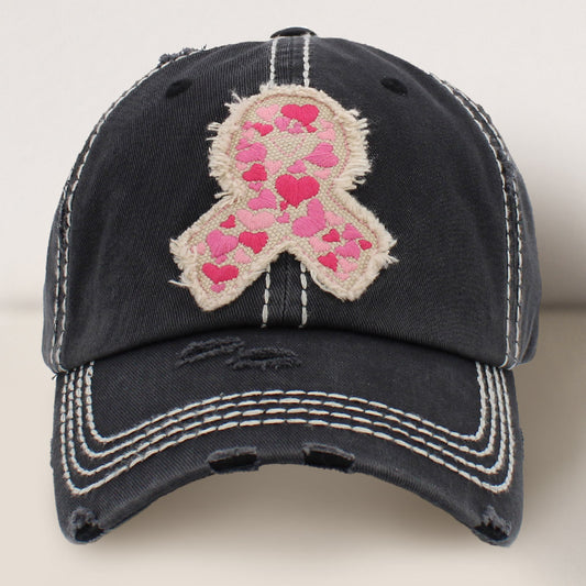 HATEGORY PINK RIBBON Vintage Baseball Cap