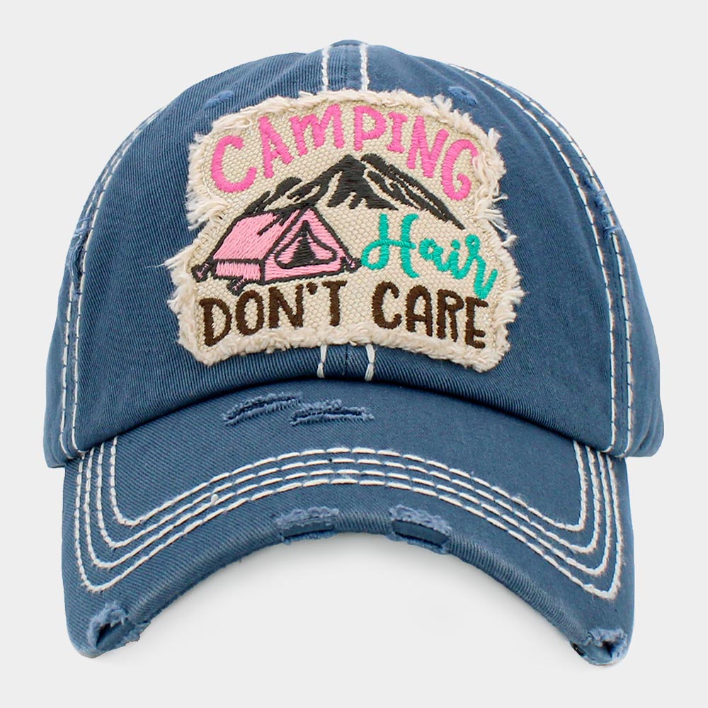 HATEGORY CAMPING HAIR DON&#39;T CARE Vintage Baseball Cap