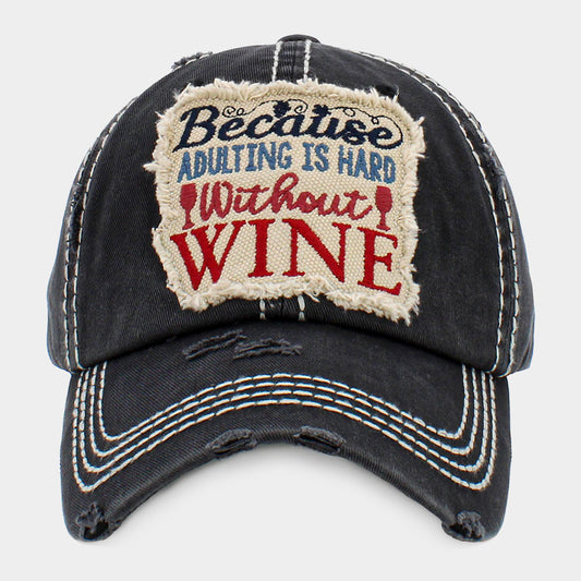 HATEGORY BECAUSE ADULTING IS HARD WITHOUT WINE Vintage Baseball Cap