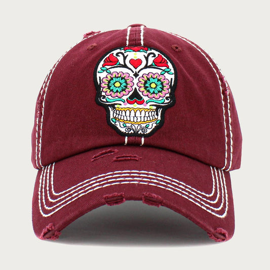 HATEGORY Day Of The Dead Patch Vintage Baseball Cap