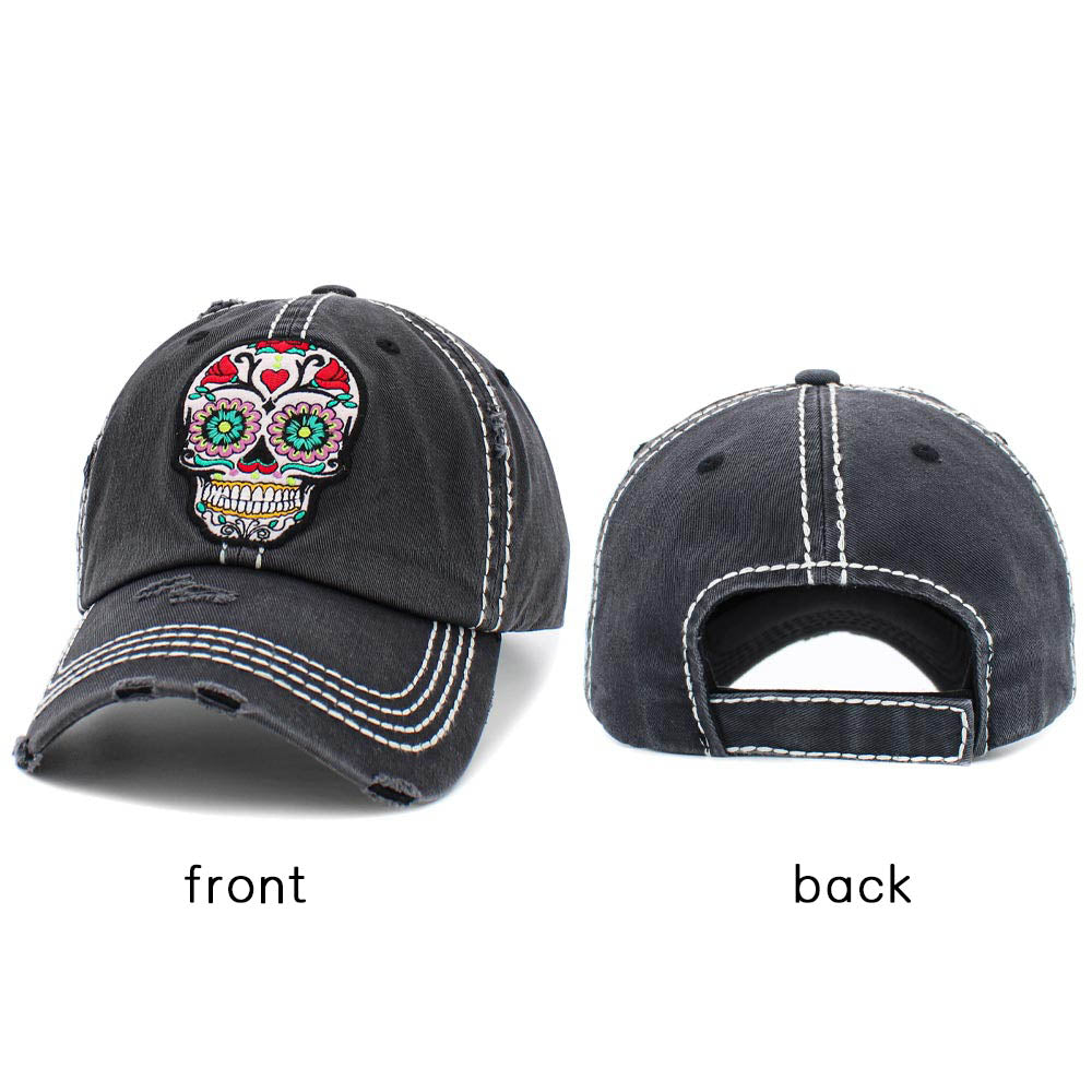 HATEGORY Day Of The Dead Patch Vintage Baseball Cap
