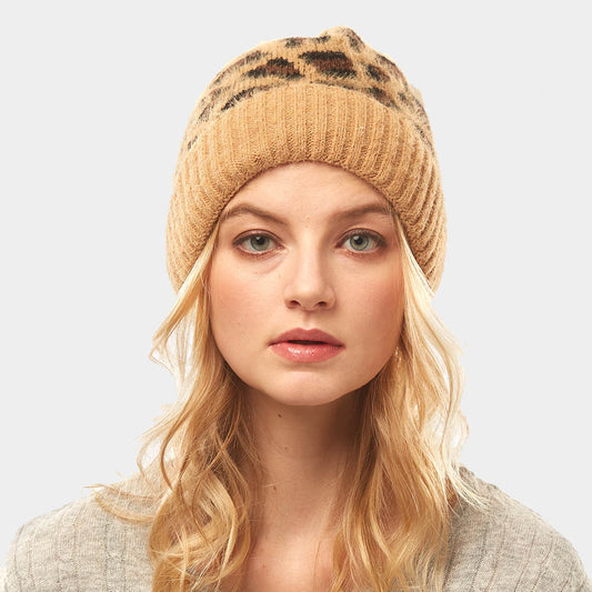 HATEGORY Leopard Pattern Beanie Hat