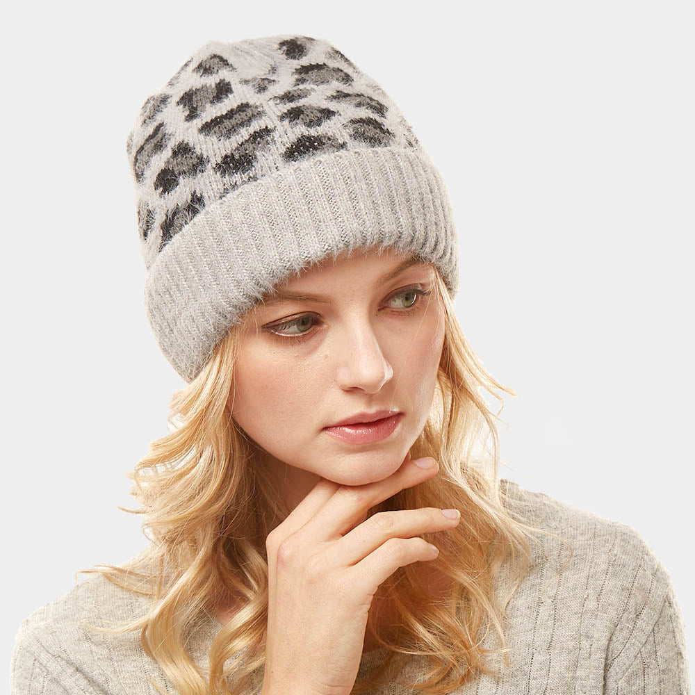 HATEGORY Leopard Pattern Beanie Hat