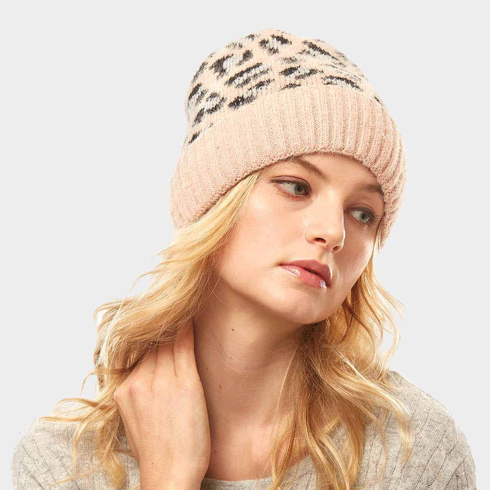 HATEGORY Leopard Pattern Beanie Hat
