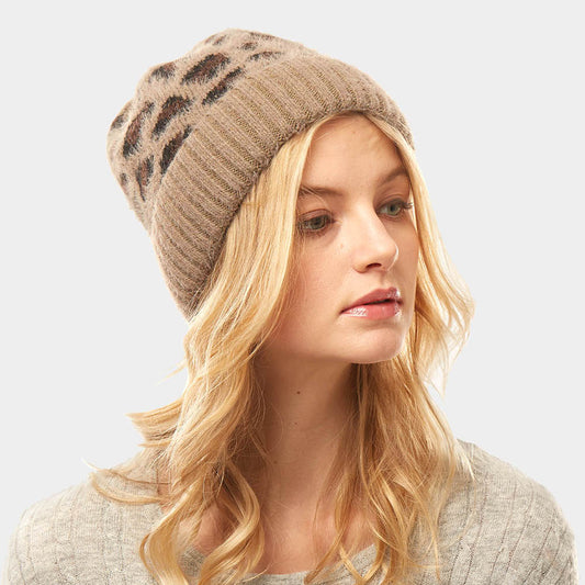 HATEGORY Leopard Pattern Beanie Hat