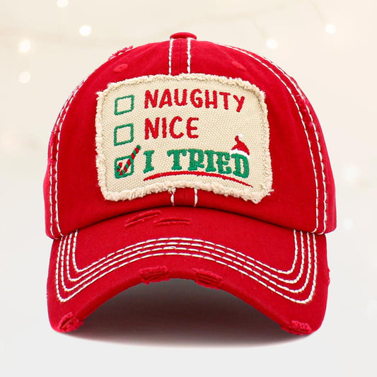 HATEGORY Naughty Nice I Tried Message Vintage Baseball Cap