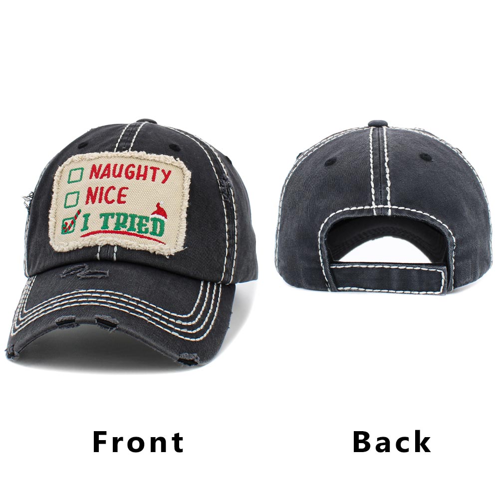 HATEGORY Naughty Nice I Tried Message Vintage Baseball Cap