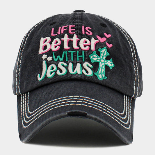 HATEGORY LIFE IS Better WITH Jesus Message Vintage Baseball Cap