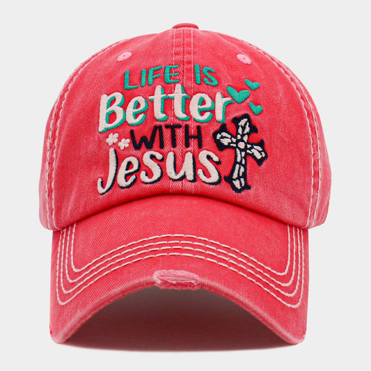 HATEGORY LIFE IS Better WITH Jesus Message Vintage Baseball Cap