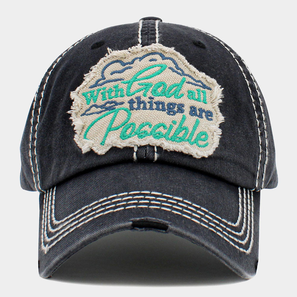 HATEGORY With God all things are Possible Message Vintage Baseball Cap
