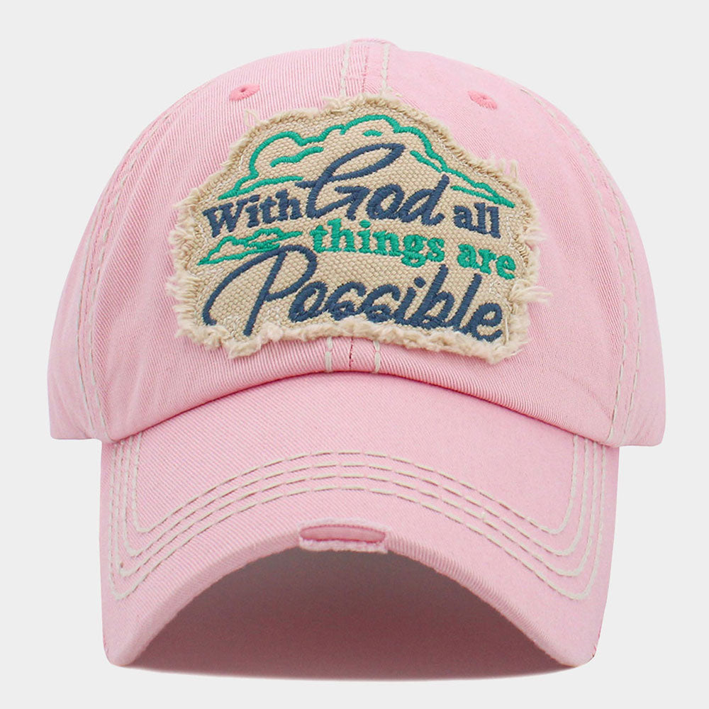 HATEGORY With God all things are Possible Message Vintage Baseball Cap