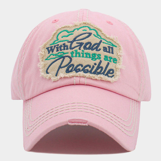 HATEGORY With God all things are Possible Message Vintage Baseball Cap