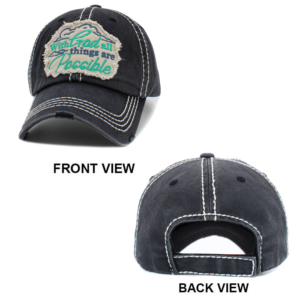 HATEGORY With God all things are Possible Message Vintage Baseball Cap