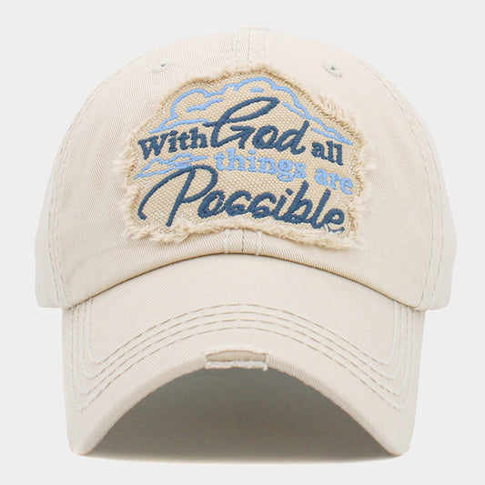 HATEGORY With God all things are Possible Message Vintage Baseball Cap