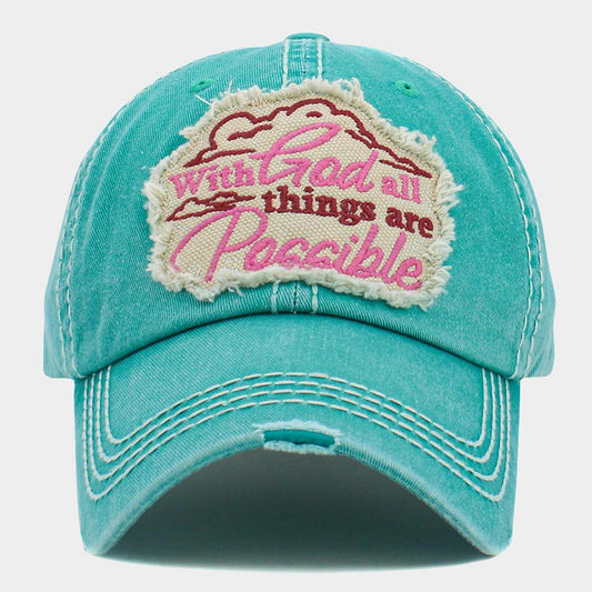 HATEGORY With God all things are Possible Message Vintage Baseball Cap