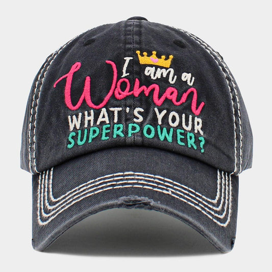 HATEGORY I am a Woman WHAT'S YOUR SUPERPOWER? Message Vintage Baseball Cap