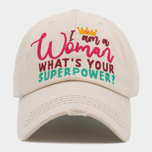 HATEGORY I am a Woman WHAT'S YOUR SUPERPOWER? Message Vintage Baseball Cap