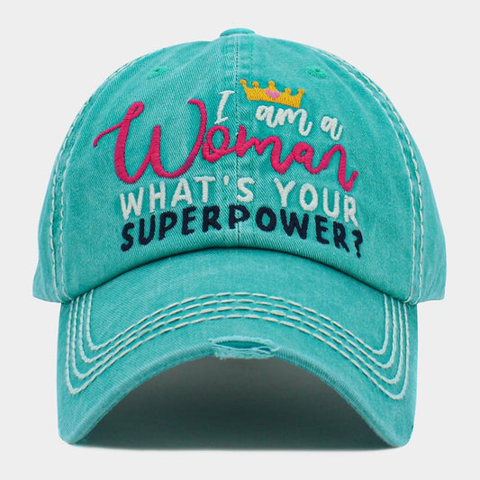 HATEGORY I am a Woman WHAT'S YOUR SUPERPOWER? Message Vintage Baseball Cap