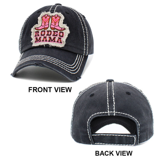 HATEGORY RODEO MAMA Message Western Boots Vintage Baseball Cap