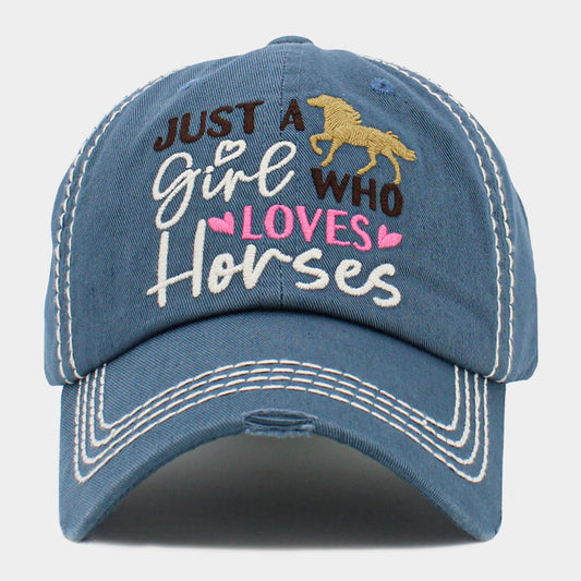 HATEGORY JUST A girl WHO LOVES Horses Message Vintage Baseball Cap