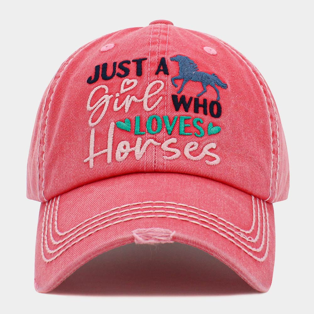 HATEGORY JUST A girl WHO LOVES Horses Message Vintage Baseball Cap