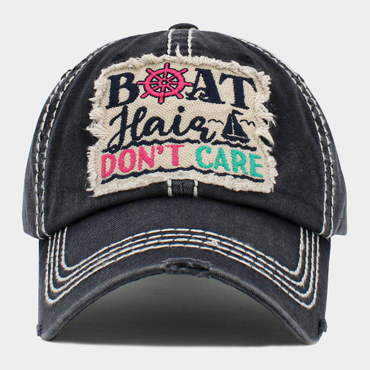HATEGORY BOAT Hair DON'T CARE Message Vintage Baseball Cap