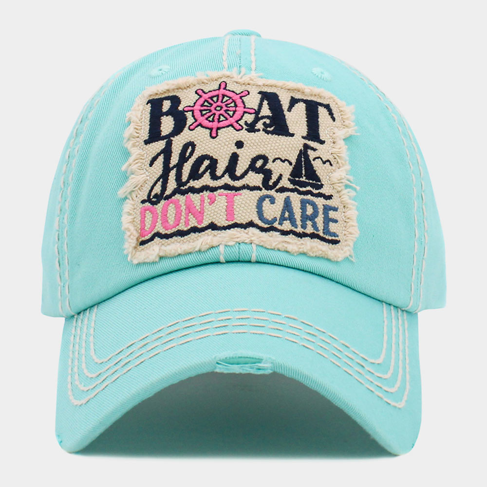 HATEGORY BOAT Hair DON'T CARE Message Vintage Baseball Cap