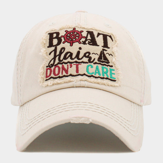 HATEGORY BOAT Hair DON'T CARE Message Vintage Baseball Cap