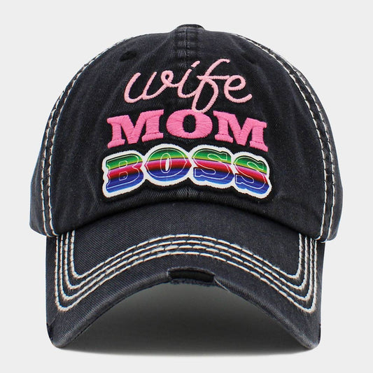 HATEGORY wife MOM BOSS Message Vintage Baseball Cap